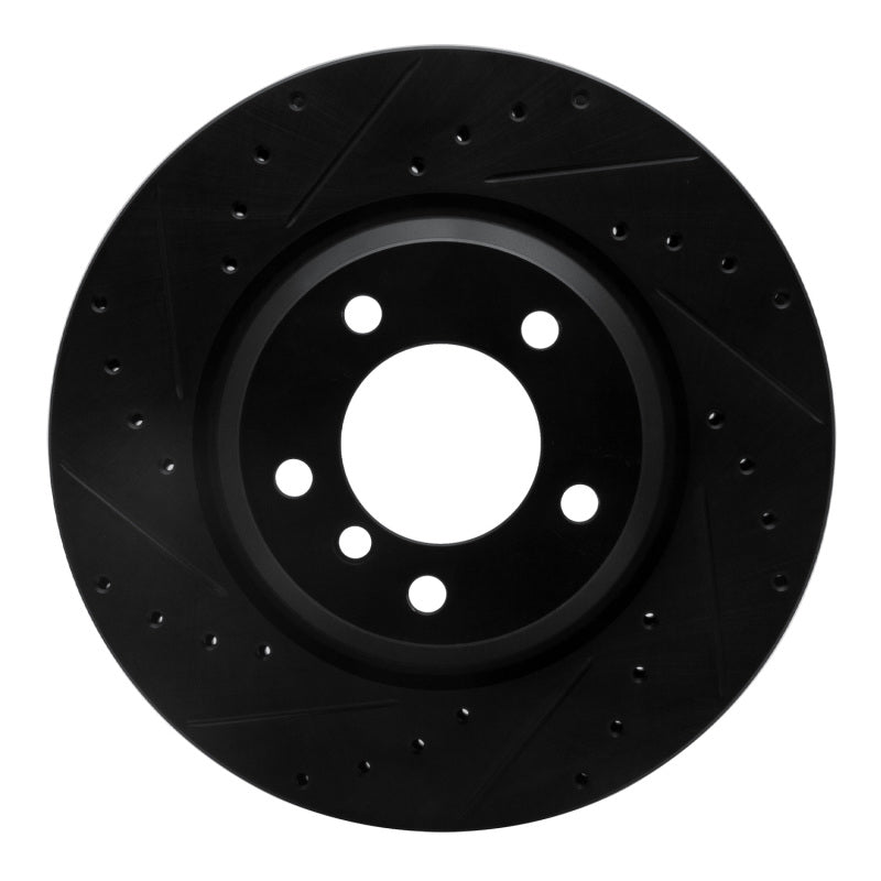 R1 06-12 BMW X1 (USA/Canada) Front Left Drilled & Slotted Black Brake Rotor-Brake Rotors - Slot & Drilled-Grocery Getter Performance