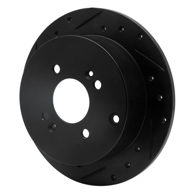 R1 06-12 Dodge Attitude (Mexico) Rear Left Drilled & Slotted Black Brake Rotor-Brake Rotors - Slot & Drilled-Grocery Getter Performance