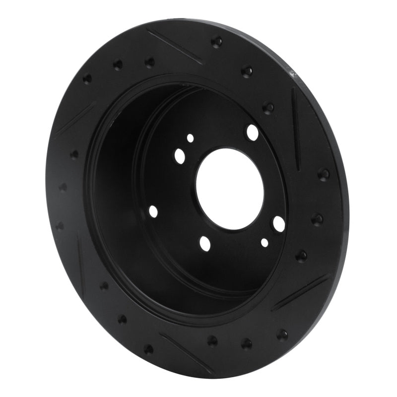 R1 06-12 Dodge Attitude (Mexico) Rear Left Drilled & Slotted Black Brake Rotor-Brake Rotors - Slot & Drilled-Grocery Getter Performance