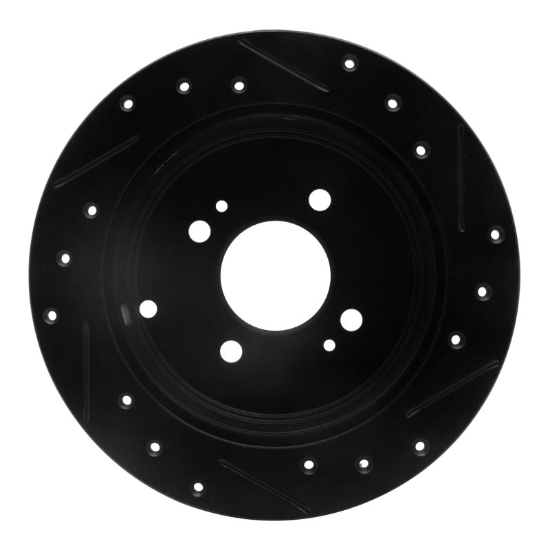 R1 06-12 Dodge Attitude (Mexico) Rear Left Drilled & Slotted Black Brake Rotor-Brake Rotors - Slot & Drilled-Grocery Getter Performance