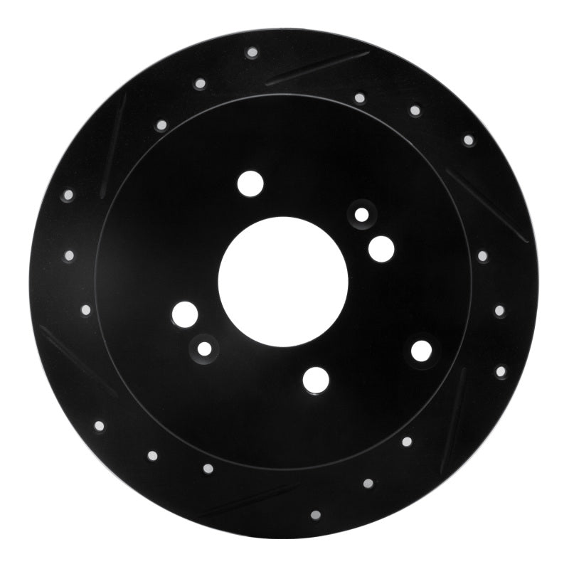 R1 06-12 Dodge Attitude (Mexico) Rear Left Drilled & Slotted Black Brake Rotor-Brake Rotors - Slot & Drilled-Grocery Getter Performance