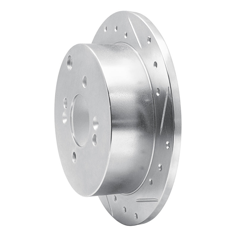 R1 06-12 Dodge Attitude (Mexico) Rear Right Drilled & Slotted Silver Brake Rotor-Brake Rotors - Slot & Drilled-Grocery Getter Performance