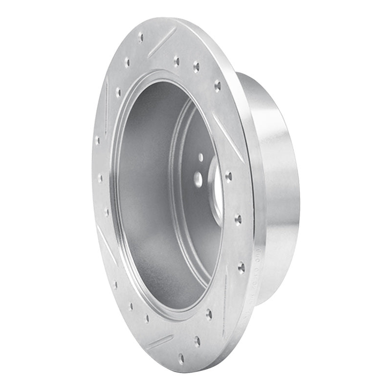 R1 06-12 Dodge Attitude (Mexico) Rear Right Drilled & Slotted Silver Brake Rotor-Brake Rotors - Slot & Drilled-Grocery Getter Performance