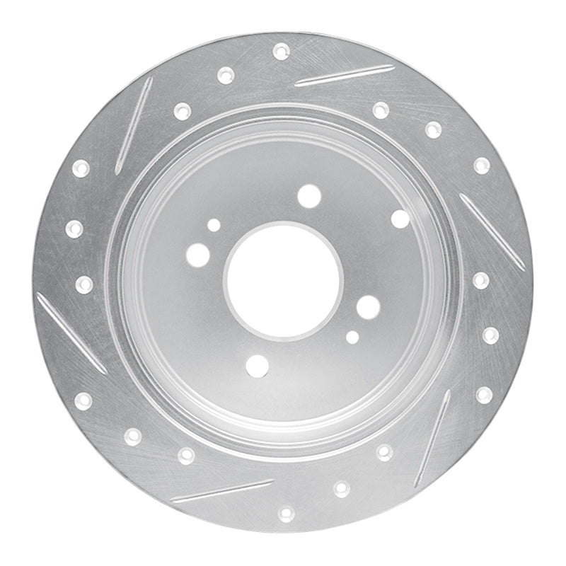 R1 06-12 Dodge Attitude (Mexico) Rear Right Drilled & Slotted Silver Brake Rotor-Brake Rotors - Slot & Drilled-Grocery Getter Performance