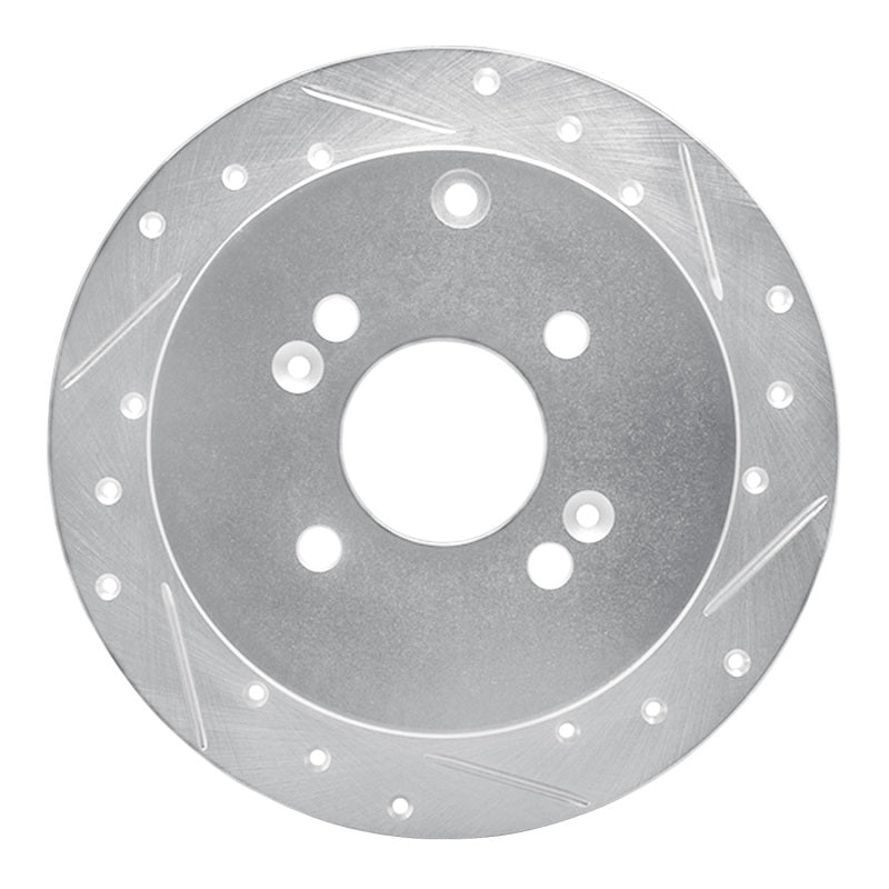 R1 06-12 Dodge Attitude (Mexico) Rear Right Drilled & Slotted Silver Brake Rotor-Brake Rotors - Slot & Drilled-Grocery Getter Performance