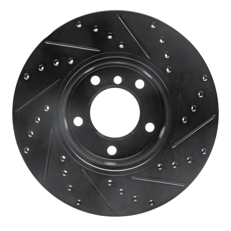 R1 06-13 BMW 125i (Mexico) Front Left Drilled & Slotted Black Brake Rotor-Brake Rotors - Slot & Drilled-Grocery Getter Performance