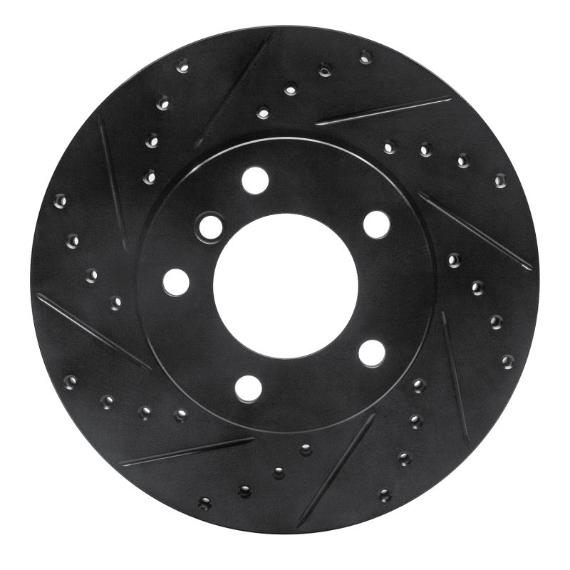 R1 06-13 BMW 125i (Mexico) Front Left Drilled & Slotted Black Brake Rotor-Brake Rotors - Slot & Drilled-Grocery Getter Performance