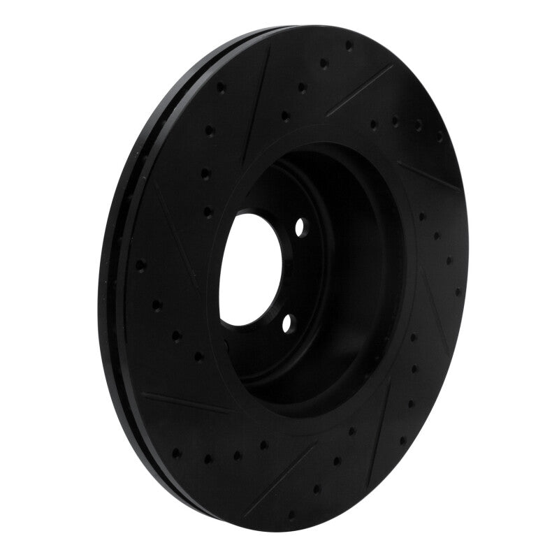 R1 06-13 BMW 135IS Front Right Drilled & Slotted Black Brake Rotor-Brake Rotors - Slot & Drilled-Grocery Getter Performance