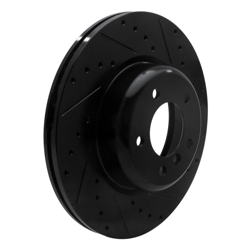 R1 06-13 BMW 135IS Front Right Drilled & Slotted Black Brake Rotor-Brake Rotors - Slot & Drilled-Grocery Getter Performance