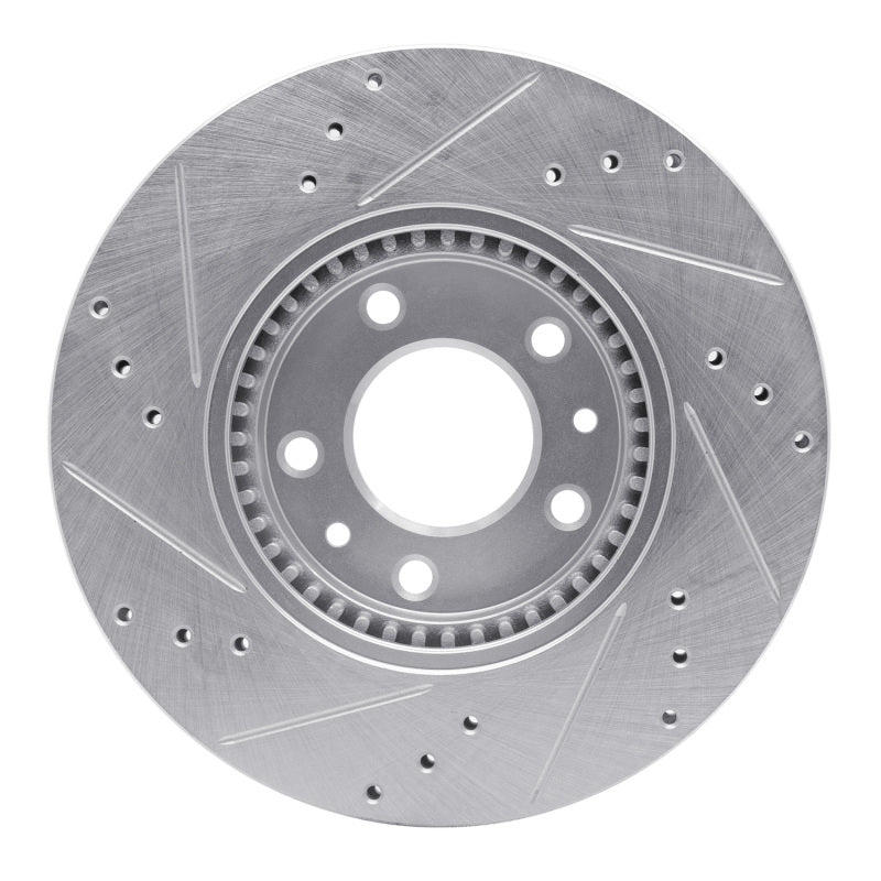 R1 06-13 Ford Fusion Front Right Drilled & Slotted Silver Brake Rotor-Brake Rotors - Slot & Drilled-Grocery Getter Performance