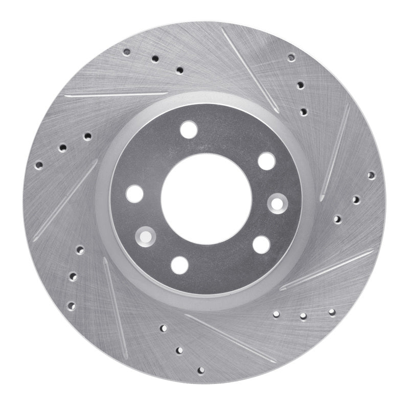 R1 06-13 Ford Fusion Front Right Drilled & Slotted Silver Brake Rotor-Brake Rotors - Slot & Drilled-Grocery Getter Performance