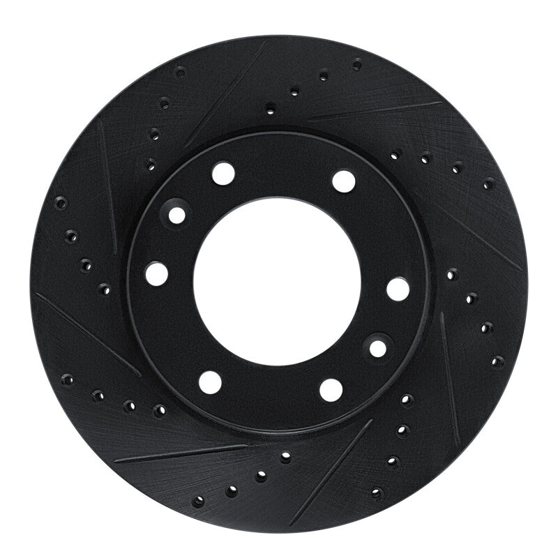 R1 06-14 Hyundai Entourage Front Left Drilled & Slotted Black Brake Rotor-Brake Rotors - Slot & Drilled-Grocery Getter Performance