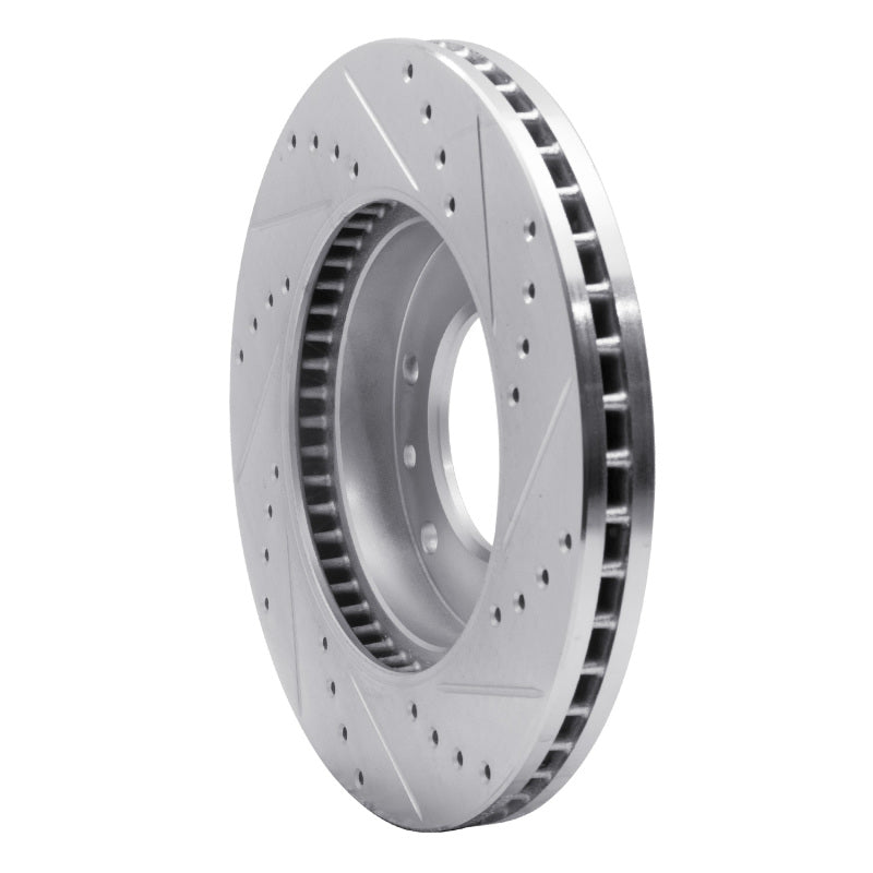 R1 06-14 Hyundai Entourage Front Left Drilled & Slotted Silver Brake Rotor-Brake Rotors - Slot & Drilled-Grocery Getter Performance