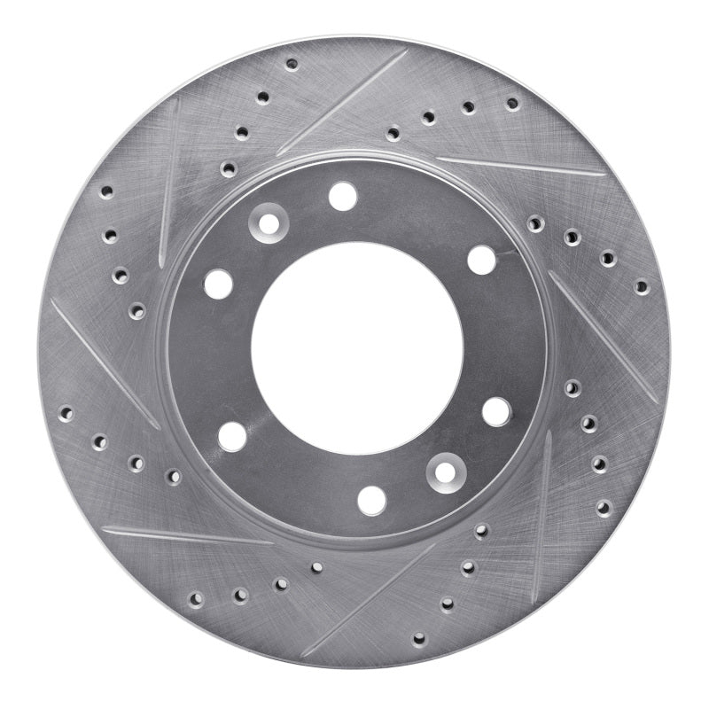R1 06-14 Hyundai Entourage Front Left Drilled & Slotted Silver Brake Rotor-Brake Rotors - Slot & Drilled-Grocery Getter Performance
