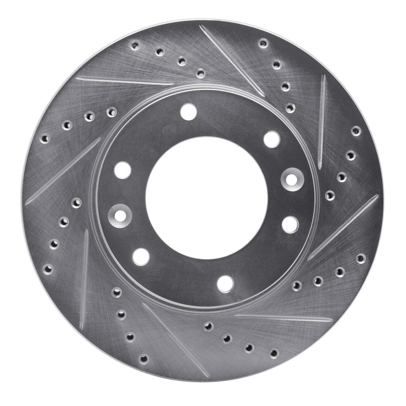 R1 06-14 Hyundai Entourage Front Right Drilled & Slotted Silver Brake Rotor-Brake Rotors - Slot & Drilled-Grocery Getter Performance