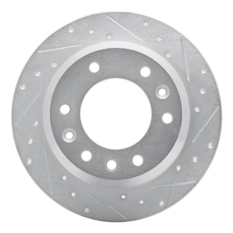 R1 06-14 Hyundai Entourage Rear Right Drilled & Slotted Silver Brake Rotor-Brake Rotors - Slot & Drilled-Grocery Getter Performance
