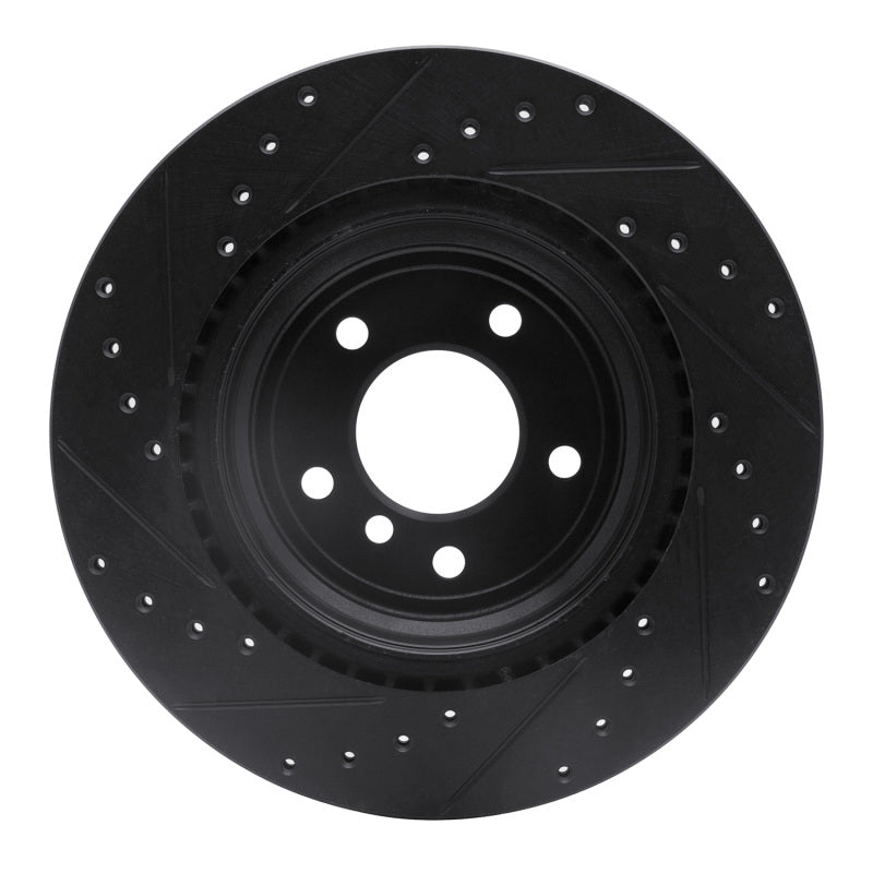 R1 06-15 BMW 335XI Rear Right Drilled & Slotted Black Brake Rotor-Brake Rotors - Slot & Drilled-Grocery Getter Performance