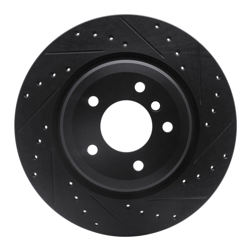 R1 06-15 BMW 335XI Rear Right Drilled & Slotted Black Brake Rotor-Brake Rotors - Slot & Drilled-Grocery Getter Performance
