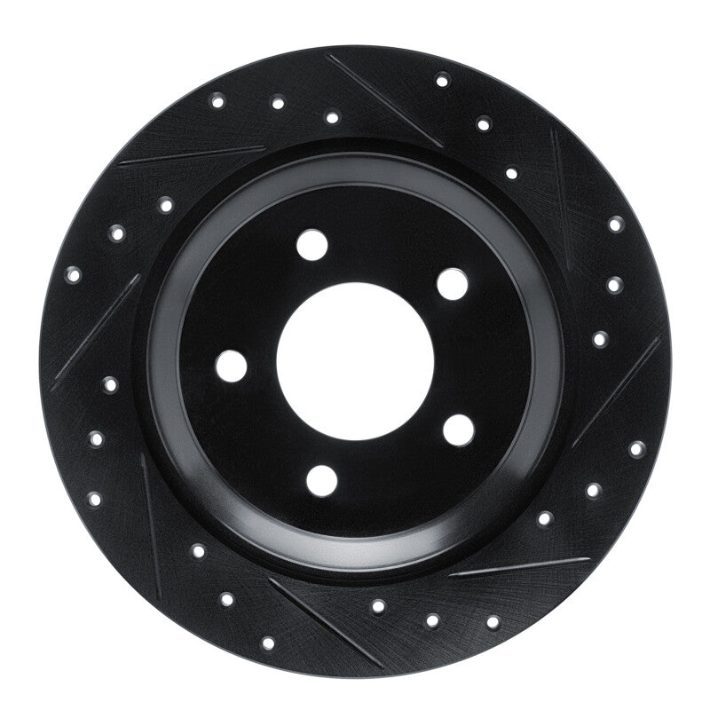 R1 06-15 Mazda 5 Rear Right Drilled & Slotted Black Brake Rotor-Brake Rotors - Slot & Drilled-Grocery Getter Performance