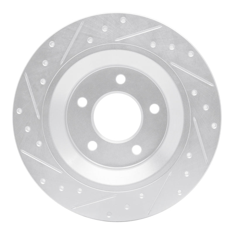 R1 06-15 Mazda 5 Rear Right Drilled & Slotted Silver Brake Rotor-Brake Rotors - Slot & Drilled-Grocery Getter Performance