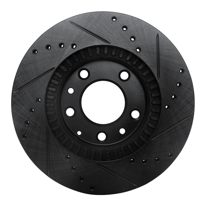 R1 06-15 Mazda MX-5 Miata Front Left Drilled & Slotted Black Brake Rotor-Brake Rotors - Slot & Drilled-Grocery Getter Performance