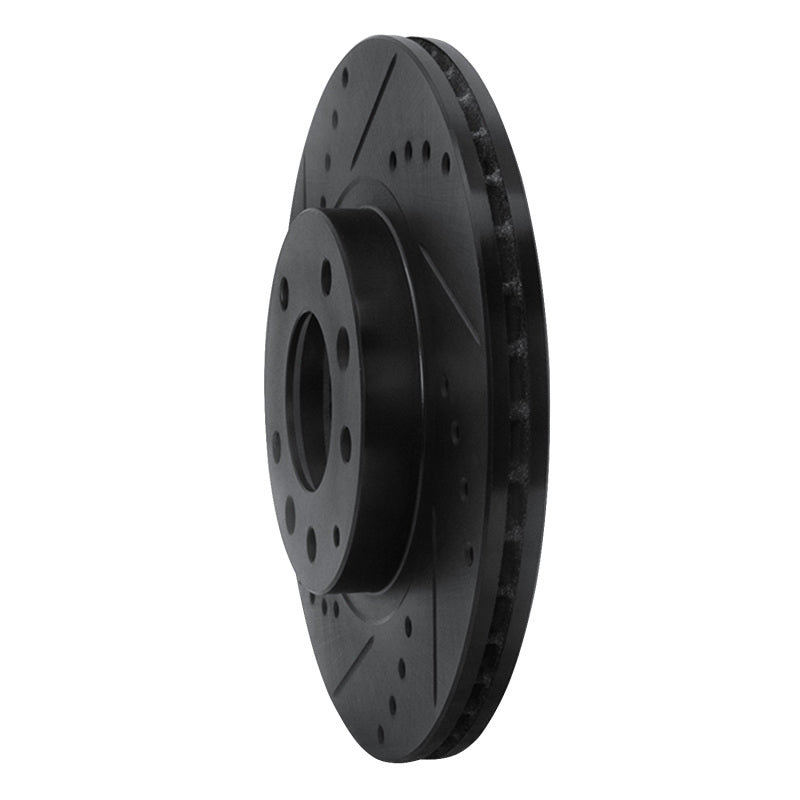 R1 06-15 Mazda MX-5 Miata Front Left Drilled & Slotted Black Brake Rotor-Brake Rotors - Slot & Drilled-Grocery Getter Performance