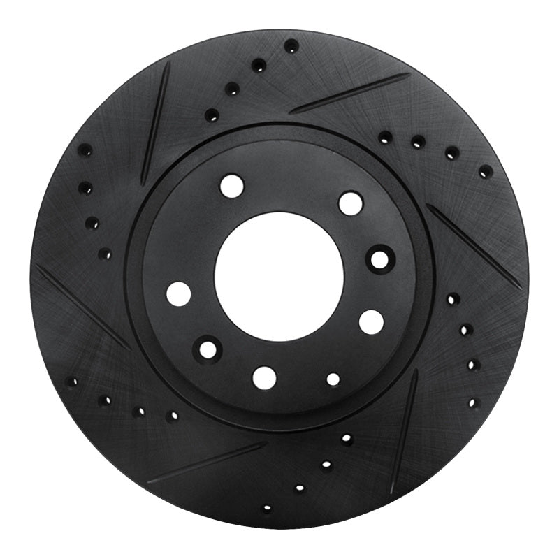 R1 06-15 Mazda MX-5 Miata Front Left Drilled & Slotted Black Brake Rotor-Brake Rotors - Slot & Drilled-Grocery Getter Performance