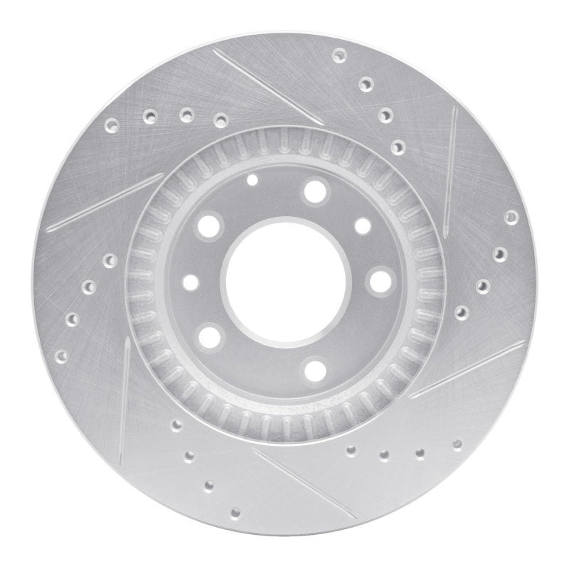 R1 06-15 Mazda MX-5 Miata Front Left Drilled & Slotted Silver Brake Rotor-Brake Rotors - Slot & Drilled-Grocery Getter Performance