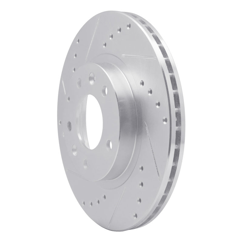 R1 06-15 Mazda MX-5 Miata Front Left Drilled & Slotted Silver Brake Rotor-Brake Rotors - Slot & Drilled-Grocery Getter Performance
