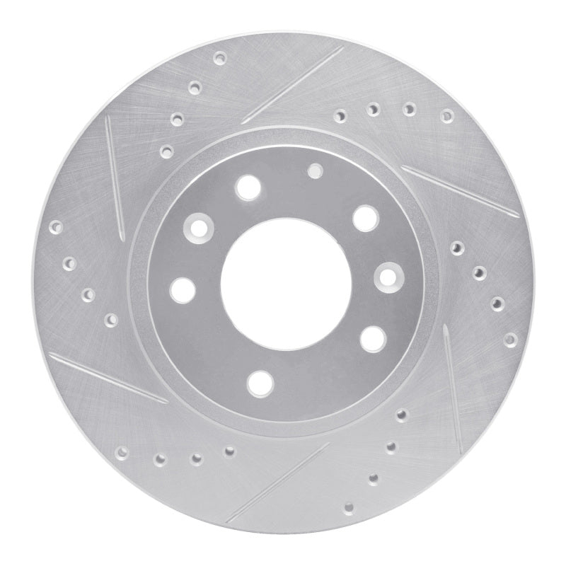 R1 06-15 Mazda MX-5 Miata Front Left Drilled & Slotted Silver Brake Rotor-Brake Rotors - Slot & Drilled-Grocery Getter Performance