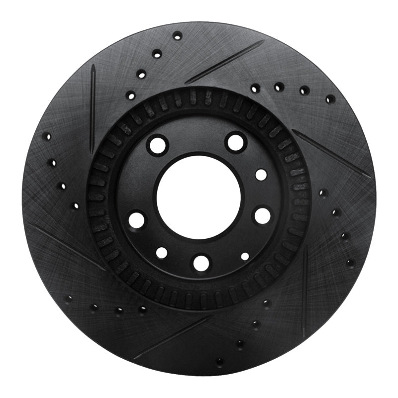 R1 06-15 Mazda MX-5 Miata Front Right Drilled & Slotted Black Brake Rotor-Brake Rotors - Slot & Drilled-Grocery Getter Performance