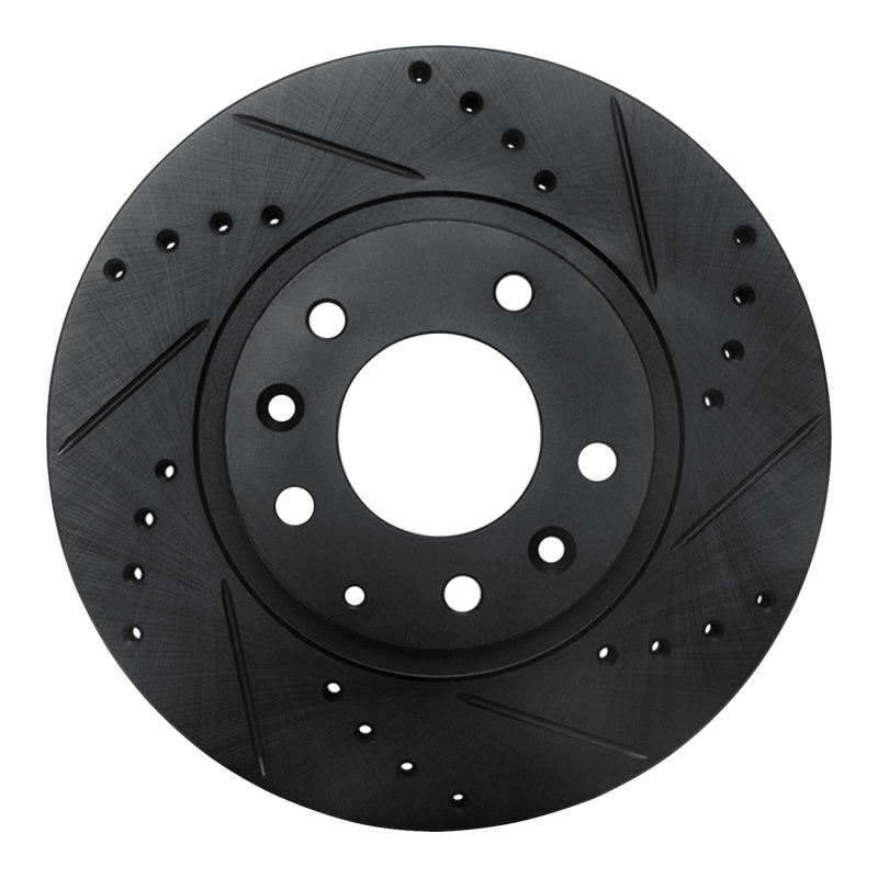 R1 06-15 Mazda MX-5 Miata Front Right Drilled & Slotted Black Brake Rotor-Brake Rotors - Slot & Drilled-Grocery Getter Performance