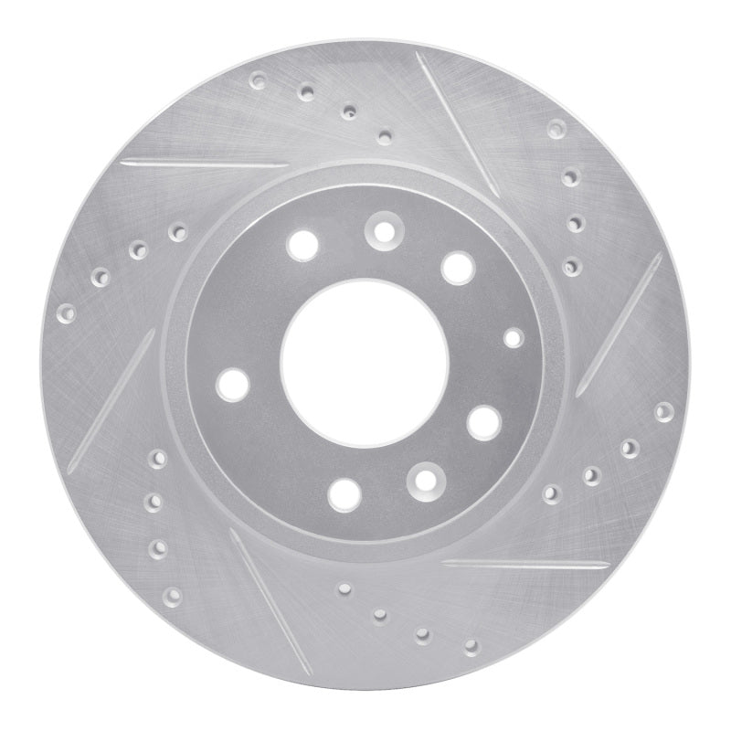 R1 06-15 Mazda MX-5 Miata Front Right Drilled & Slotted Silver Brake Rotor-Brake Rotors - Slot & Drilled-Grocery Getter Performance