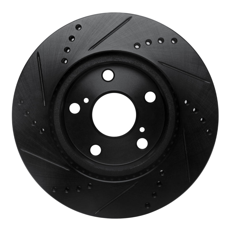 R1 06-18 Lexus HS250H Front Right Drilled & Slotted Black Brake Rotor-Brake Rotors - Slot & Drilled-Grocery Getter Performance
