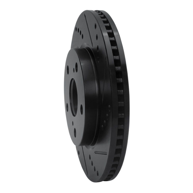 R1 06-18 Lexus HS250H Front Right Drilled & Slotted Black Brake Rotor-Brake Rotors - Slot & Drilled-Grocery Getter Performance