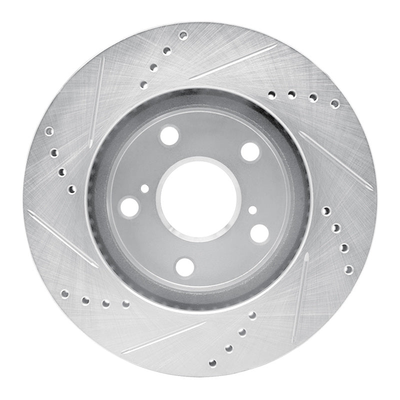R1 06-18 Lexus HS250H Front Right Drilled & Slotted Silver Brake Rotor-Brake Rotors - Slot & Drilled-Grocery Getter Performance