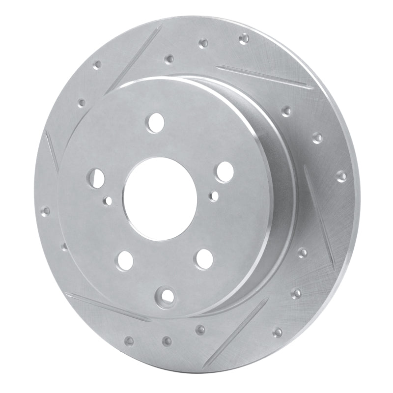 R1 06-18 Lexus HS250H Rear Left Drilled & Slotted Silver Brake Rotor-Brake Rotors - Slot & Drilled-Grocery Getter Performance