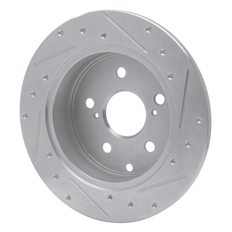 R1 06-18 Lexus HS250H Rear Left Drilled & Slotted Silver Brake Rotor-Brake Rotors - Slot & Drilled-Grocery Getter Performance