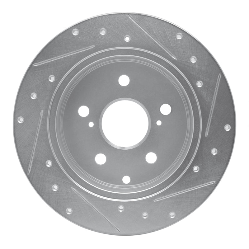 R1 06-18 Lexus HS250H Rear Left Drilled & Slotted Silver Brake Rotor-Brake Rotors - Slot & Drilled-Grocery Getter Performance