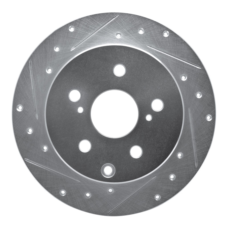 R1 06-18 Lexus HS250H Rear Left Drilled & Slotted Silver Brake Rotor-Brake Rotors - Slot & Drilled-Grocery Getter Performance