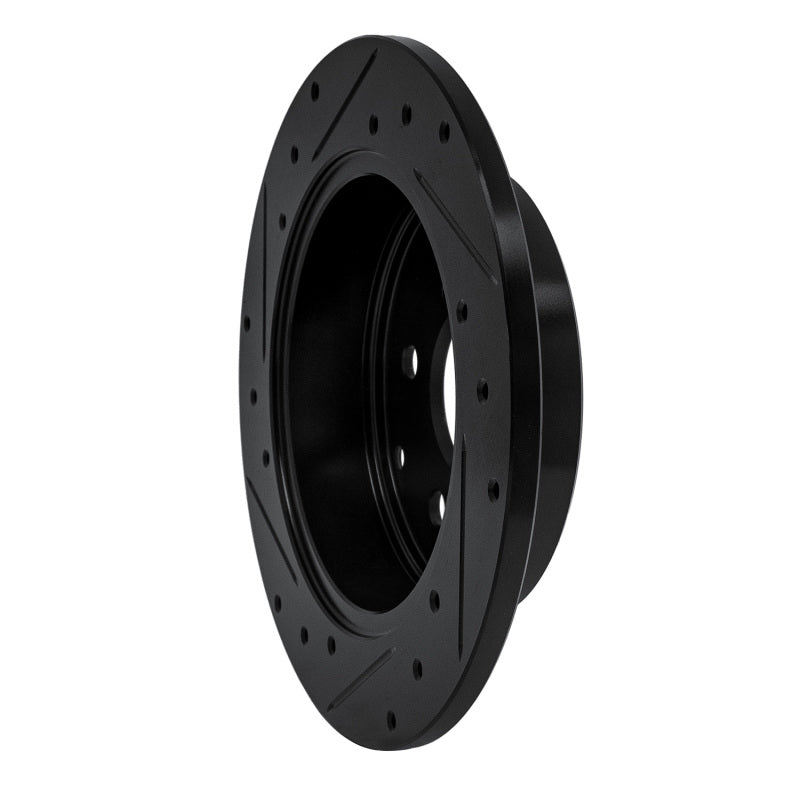 R1 06-18 Lexus HS250H Rear Right Drilled & Slotted Black Brake Rotor-Brake Rotors - Slot & Drilled-Grocery Getter Performance