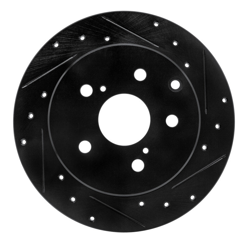 R1 06-18 Lexus HS250H Rear Right Drilled & Slotted Black Brake Rotor-Brake Rotors - Slot & Drilled-Grocery Getter Performance