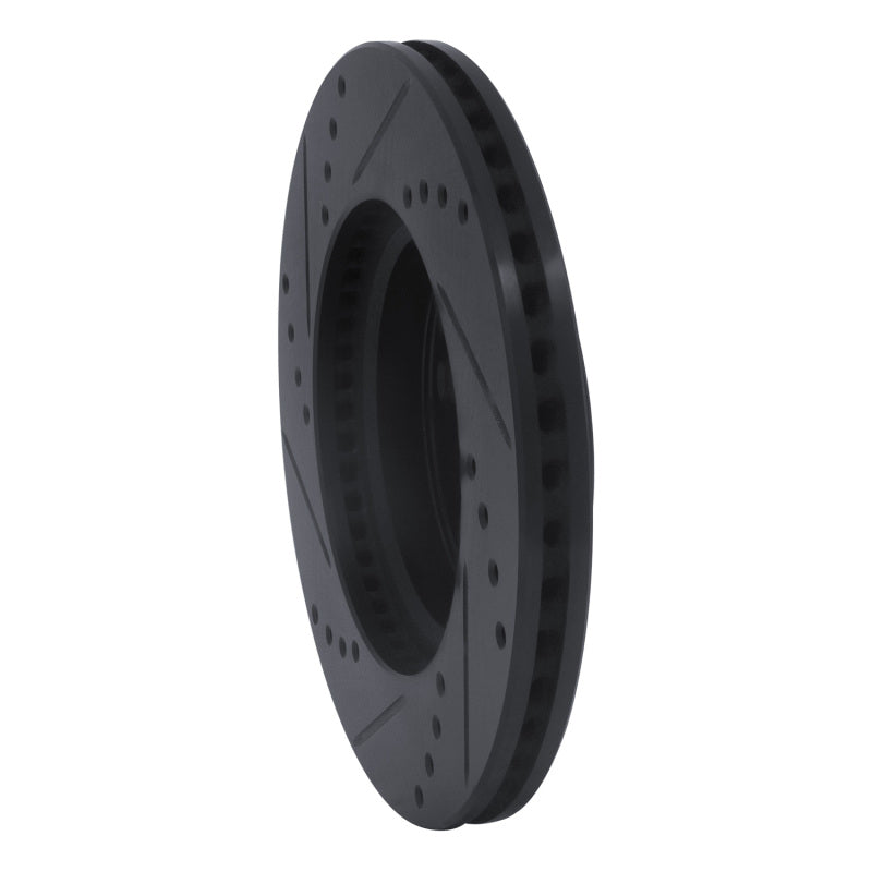 R1 06-19 Scion IQ Front Right Drilled & Slotted Black Brake Rotor-Brake Rotors - Slot & Drilled-Grocery Getter Performance