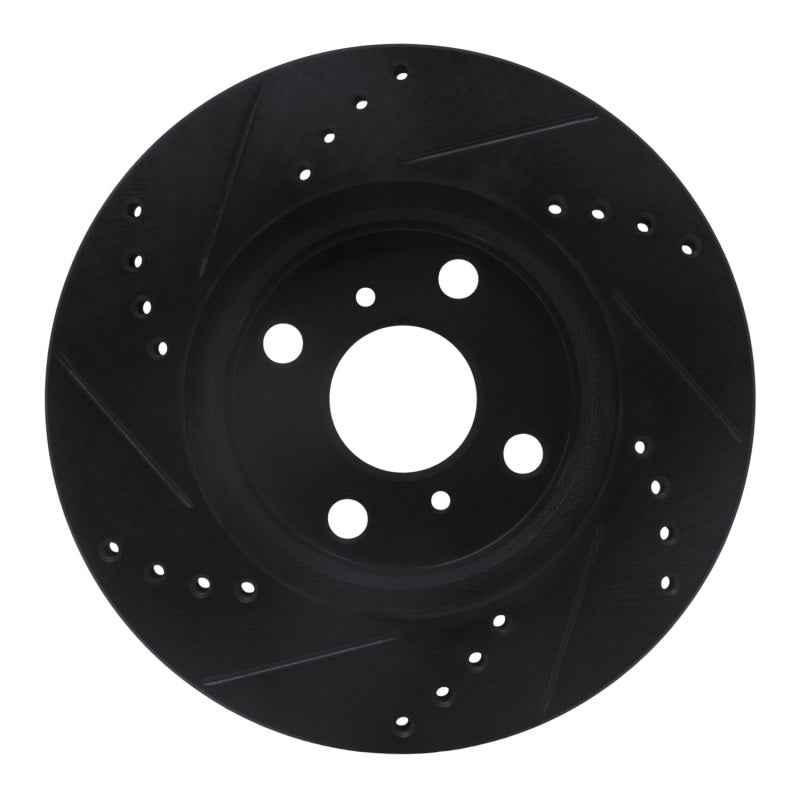 R1 06-19 Scion IQ Front Right Drilled & Slotted Black Brake Rotor-Brake Rotors - Slot & Drilled-Grocery Getter Performance