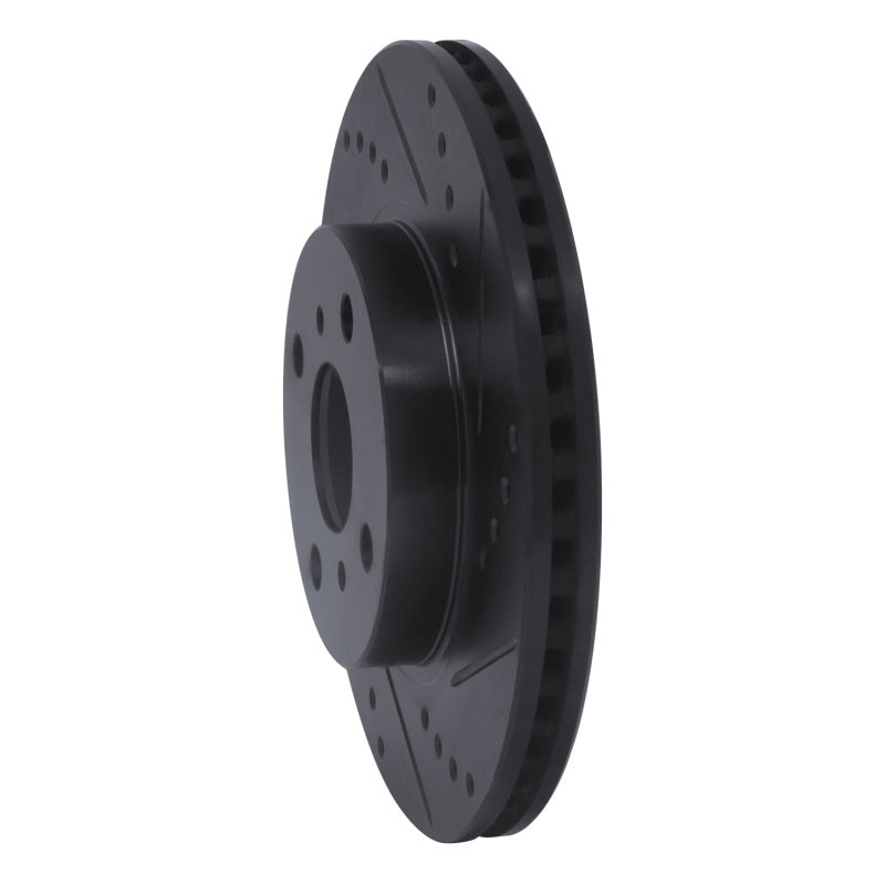 R1 06-19 Scion IQ Front Right Drilled & Slotted Black Brake Rotor-Brake Rotors - Slot & Drilled-Grocery Getter Performance