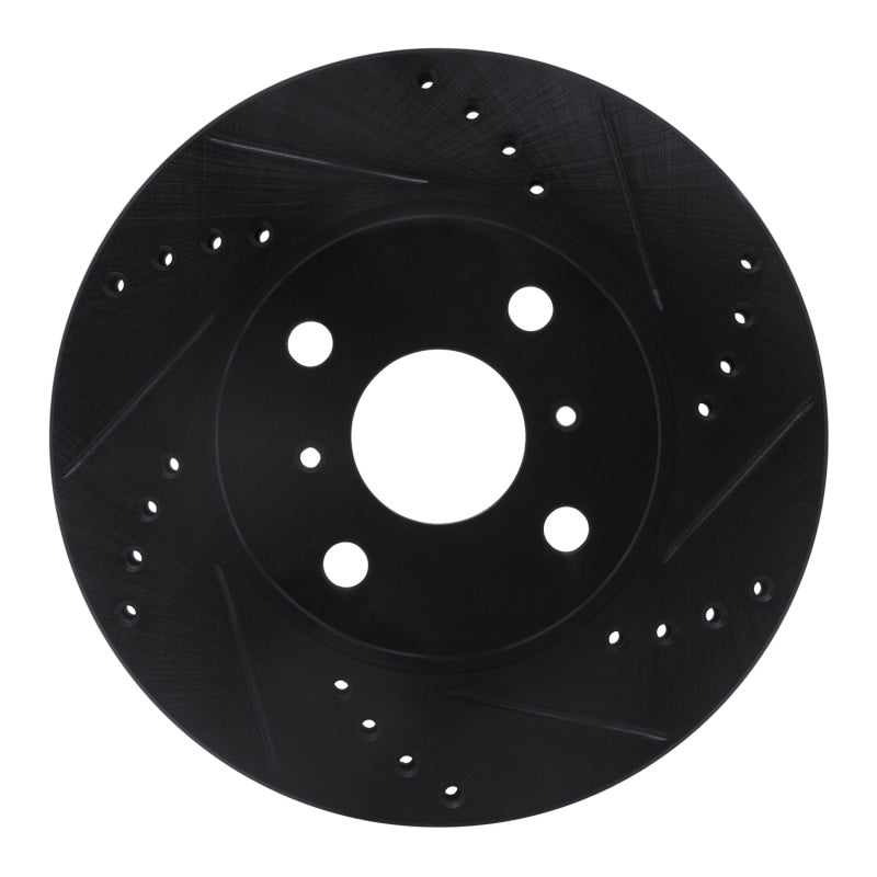 R1 06-19 Scion IQ Front Right Drilled & Slotted Black Brake Rotor-Brake Rotors - Slot & Drilled-Grocery Getter Performance