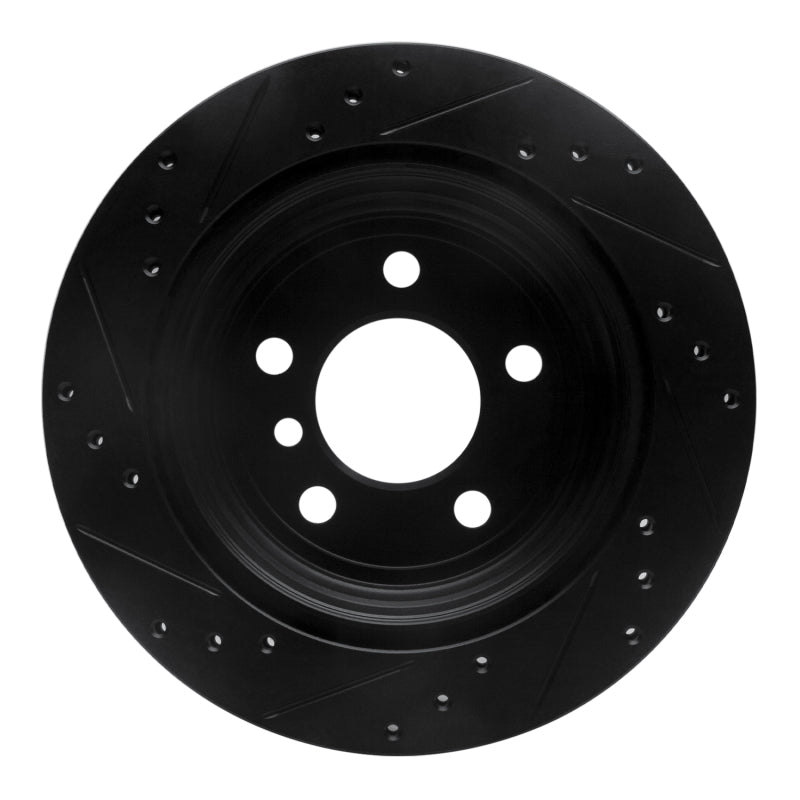 R1 06-20 BMW 325XI Rear Right Drilled & Slotted Black Brake Rotor-Brake Rotors - Slot & Drilled-Grocery Getter Performance