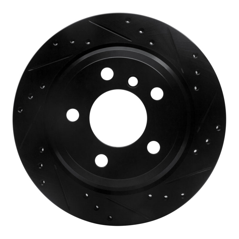 R1 06-20 BMW 325XI Rear Right Drilled & Slotted Black Brake Rotor-Brake Rotors - Slot & Drilled-Grocery Getter Performance