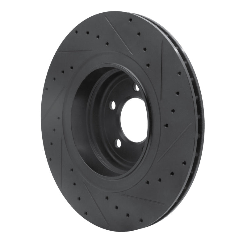 R1 07-08 BMW ALPINA B7 Rear Left Drilled & Slotted Black Brake Rotor-Brake Rotors - Slot & Drilled-Grocery Getter Performance