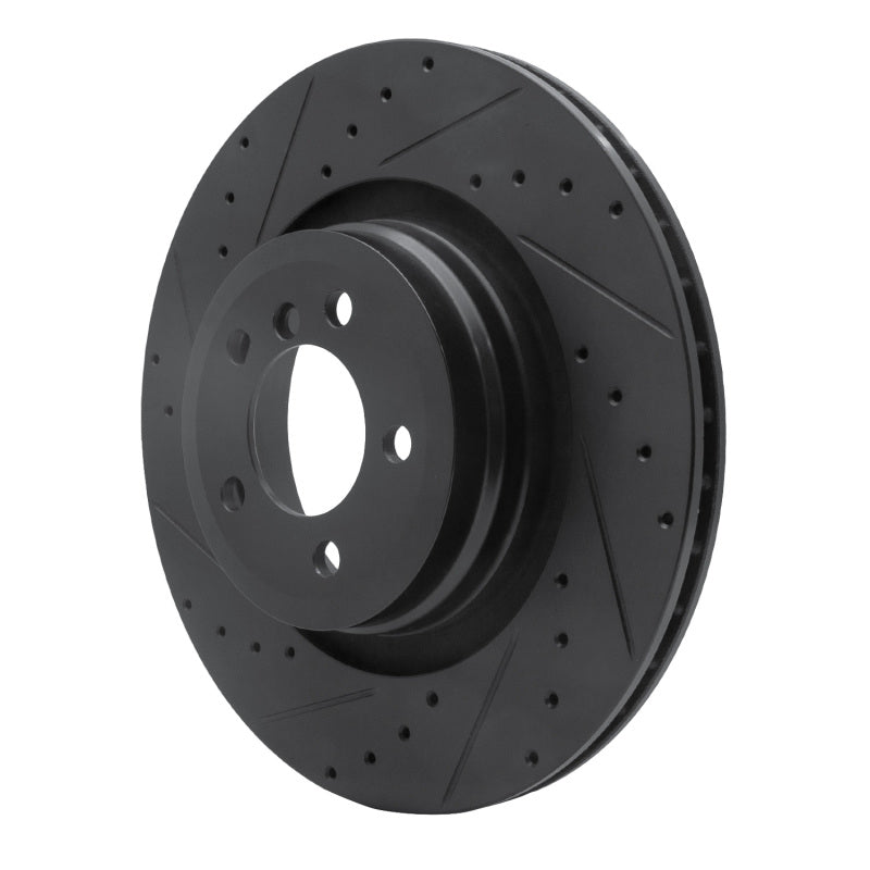 R1 07-08 BMW ALPINA B7 Rear Left Drilled & Slotted Black Brake Rotor-Brake Rotors - Slot & Drilled-Grocery Getter Performance